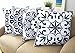 Floral Blue and White Howarmer Cotton Canvas Decorative Throw Pillows Cover Set of 4 Accent Pattern Navy Bllue 18x18-inch
