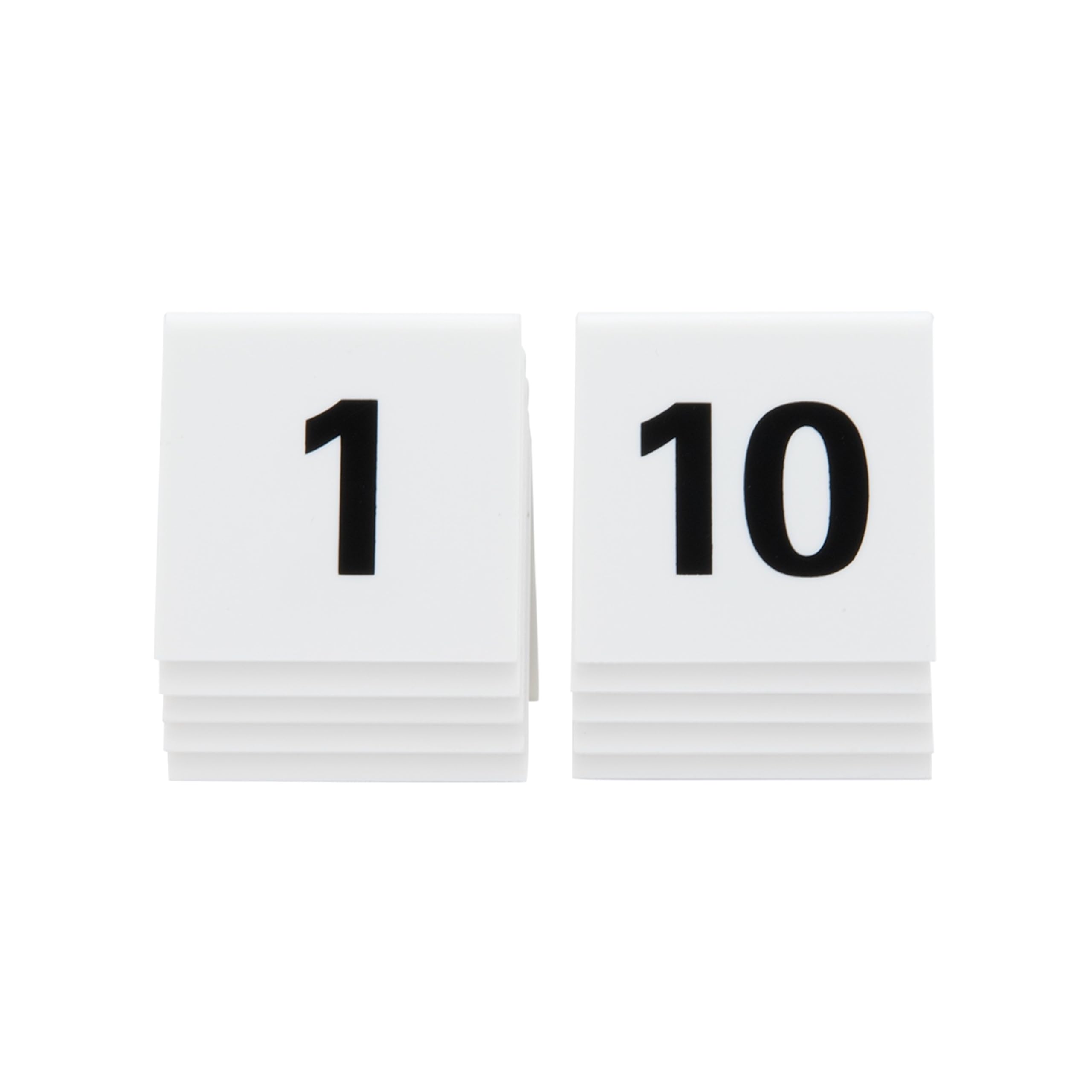 Securit Set of 10 Table Number Signs, White Plastic Tent Style Table Number Cards for Bars, Restaurants, Cafes or Wedding Receptions - Set 1-10 4x4x5cm