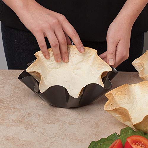 Large NonStick Fluted Tortilla Shell Pans, 9 inch Heat Resistant Flower Baking Molds,Brioche