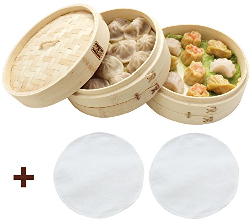 Zoie + Chloe 100% Natural Bamboo Steamer Basket - with Bonus Reusable Cotton Liners 1 Zoie + Chloe 100% Natural Bamboo Steamer Basket - with Bonus Reusable Cotton Liners