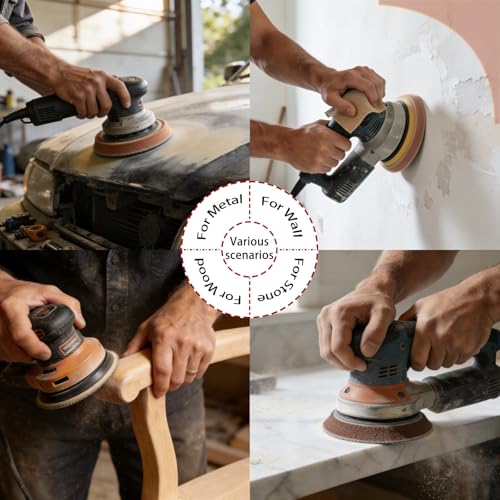 Sandpaper 100 Pieces 5 Inch with 8 Holes Dustless Hook-and-Loop Circular Sanding Discs Sandpaper Assorted Assortment from 60 to 600 Gritsï¼Ë†60/80/100/120/150/180/240/320/400/600ï¼â€°