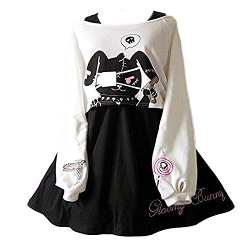 Packitcute Cute Dress For Teens Girl Two Piece Set Bunny Prints Casual