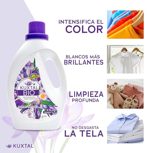 KUXTAL Detergente y Suavizante para Ropa, Hechos con Ingredientes Naturales, Limpieza Profunda y Ropa Suave, Aroma Floral y Pino, Suave con la Piel Sensible, Biodegradables Certificación OECD 301-A