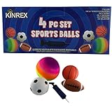 KINREX Set of 4 Sports Balls with 1 Pump - Kids Ball Toys for Boys, Girls, and Toddlers - 8.5