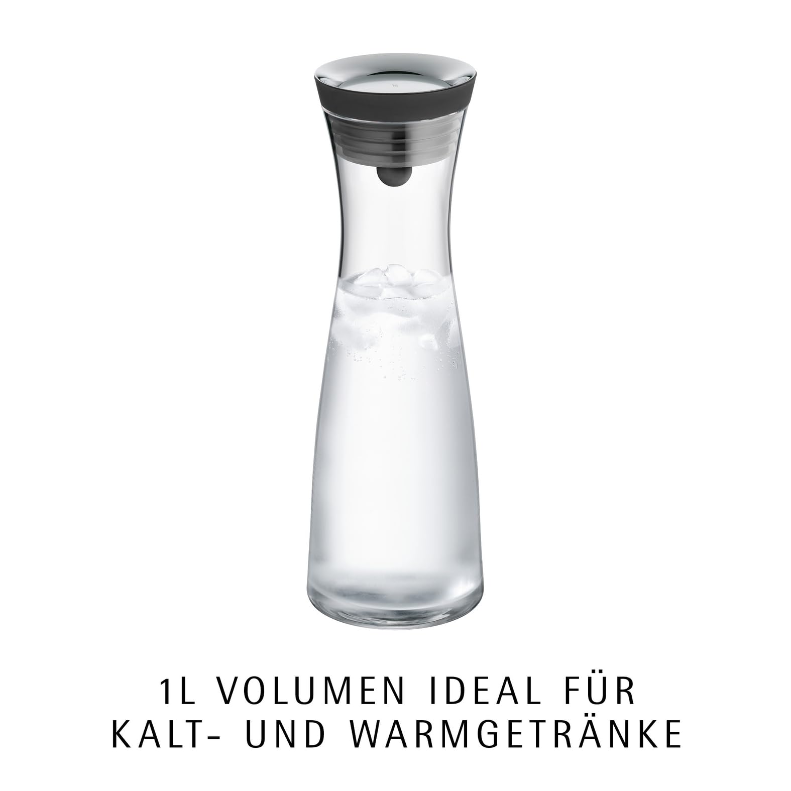 WMF Basic Wasserkaraffe aus Glas, 1 Liter, Glaskaraffe mit Deckel, Silikondeckel, CloseUp-Verschluss 3