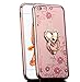 iPhone 6S Case, iPhone 6 Case, CaseUp Glitter Crystal Heart Floral Series - Slim Luxury Bling Rhinestone Clear TPU Case With Ring Stand For iPhone 6S/ iPhone 6 (4.7 Inch) Rose Gold