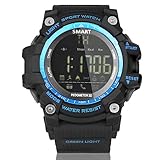 Smart Watch Sports Bluetooth Watch Pedometer Fitness Tracker Wearable Technology IP67 Waterproof Remote Camera Running Equipment for Android and IOS Smartphones Best Choice for Men and Boys Blue