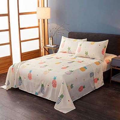 Lamejor Bed Sheet Set Queen Size Cute Colorful Pineapple Pattern 4 Piece Hotel Luxury Bed Sheets Pale Yellow 1 Flat Sheet 1 Fitted Sheet 2 Pillowcases Deep Pockets Easy Fit Amazon Sg Home