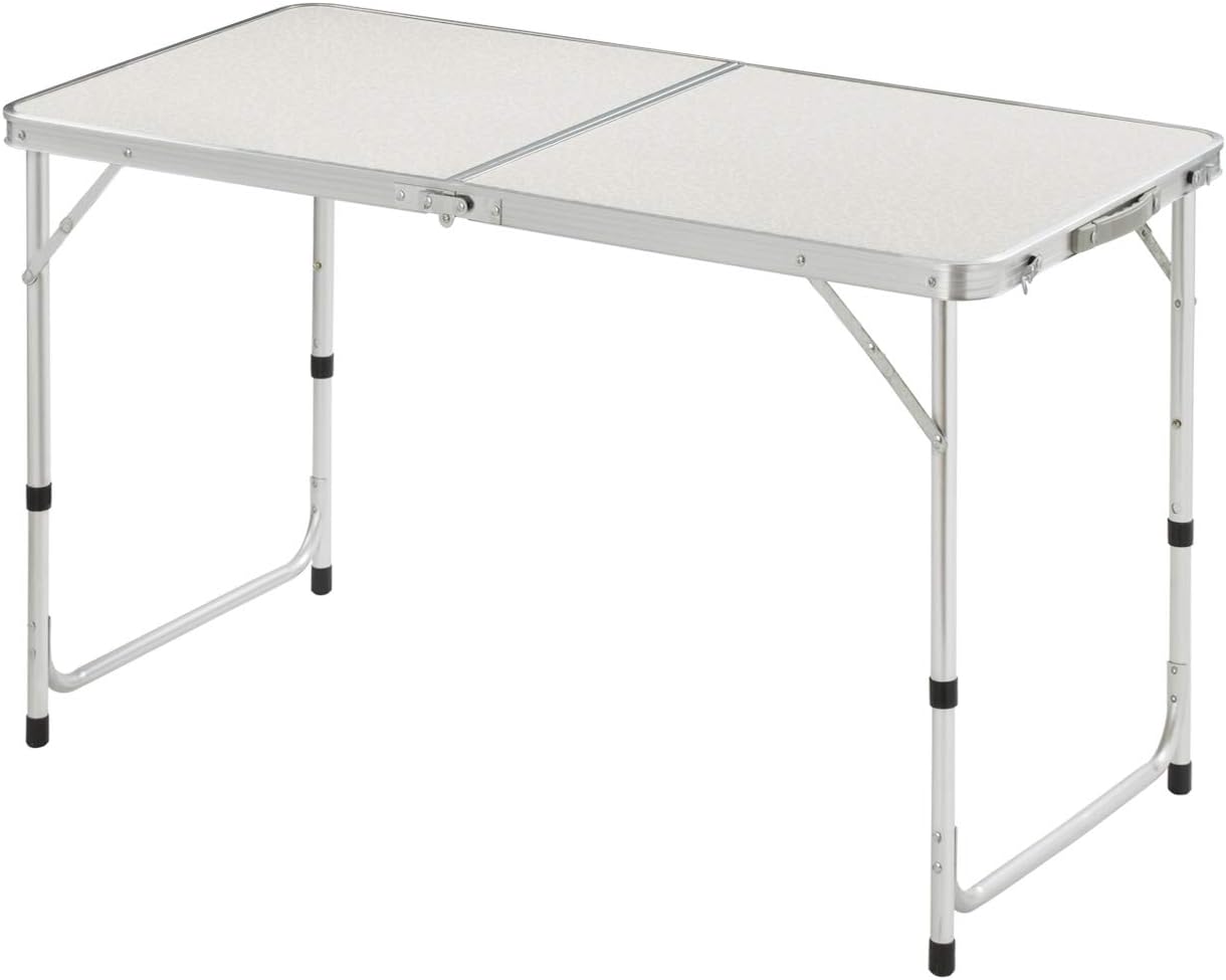 Tiptiper Folding Table 4 ft, Aluminum Camping Table with Carrying Handle and Adjustable Folding Table Legs, Portable Folding Utility Table for Picnic, Beach, Outdoor, Indoor