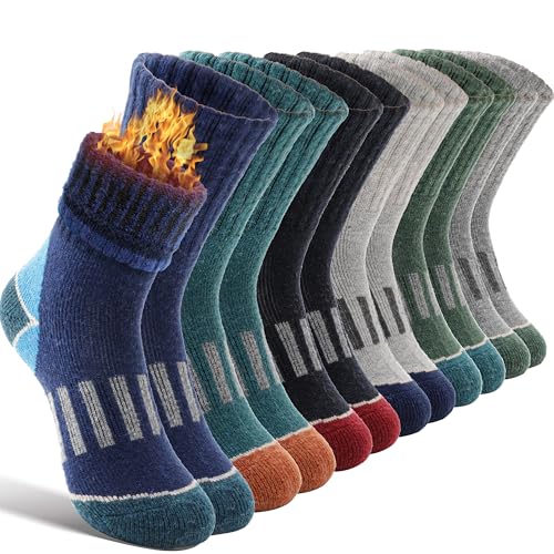 EBMORE Kids Merino Wool Hiking Socks Thermal Winter Warm Thick Boys Toddlers Girls Cushion Crew Socks 6 Pairs
