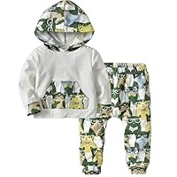 SERAIALDA 2pcs Toddler Baby Boys Girls Long Sleeve Hoodie Sweatshirt Tops Sweatsuit Pants Outfit Clothing Set White 80