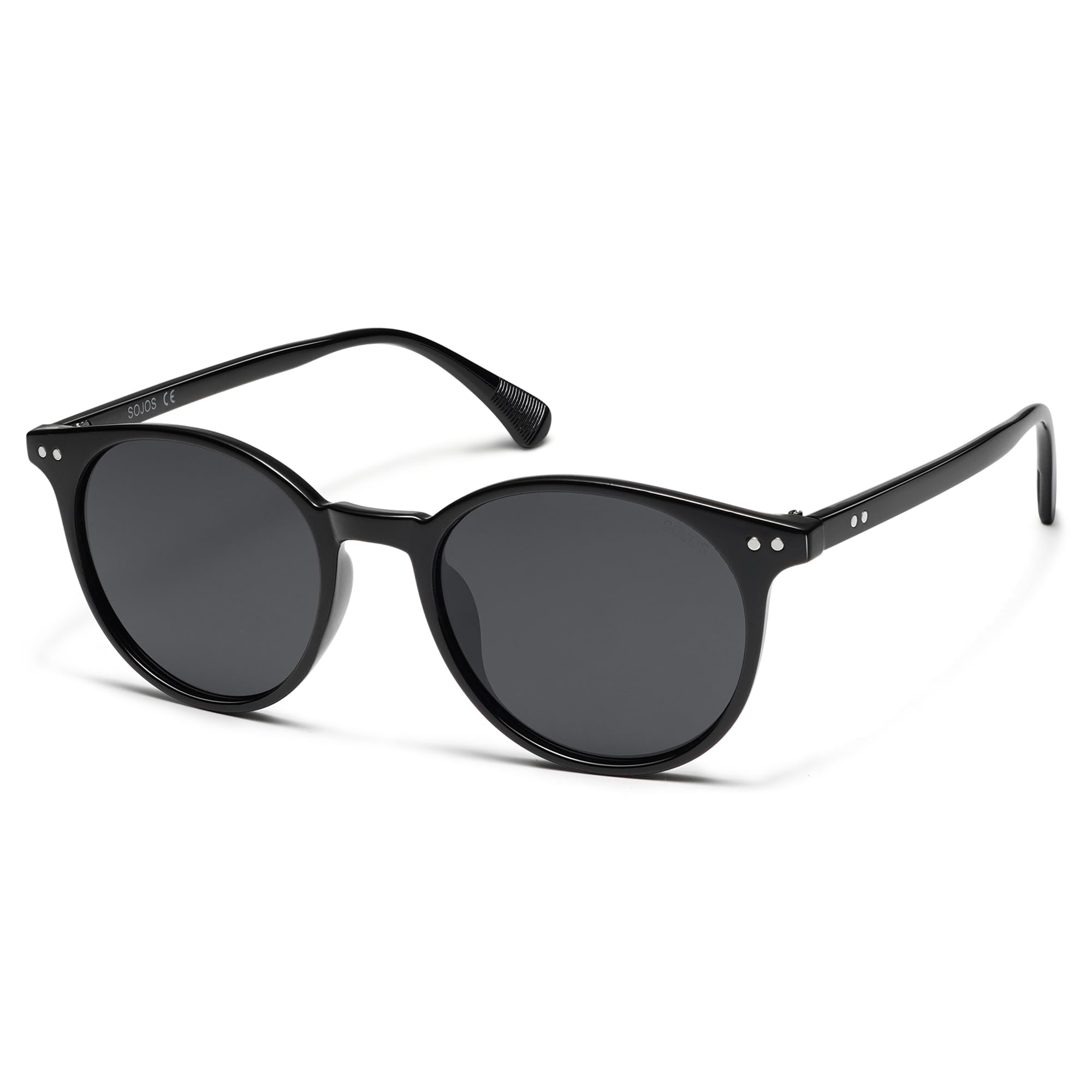 Photo 1 of SOJOS Small Round Classic Polarized Sunglasses for Women Men Vintage Style UV400 Lens SJ2113, Black/Grey