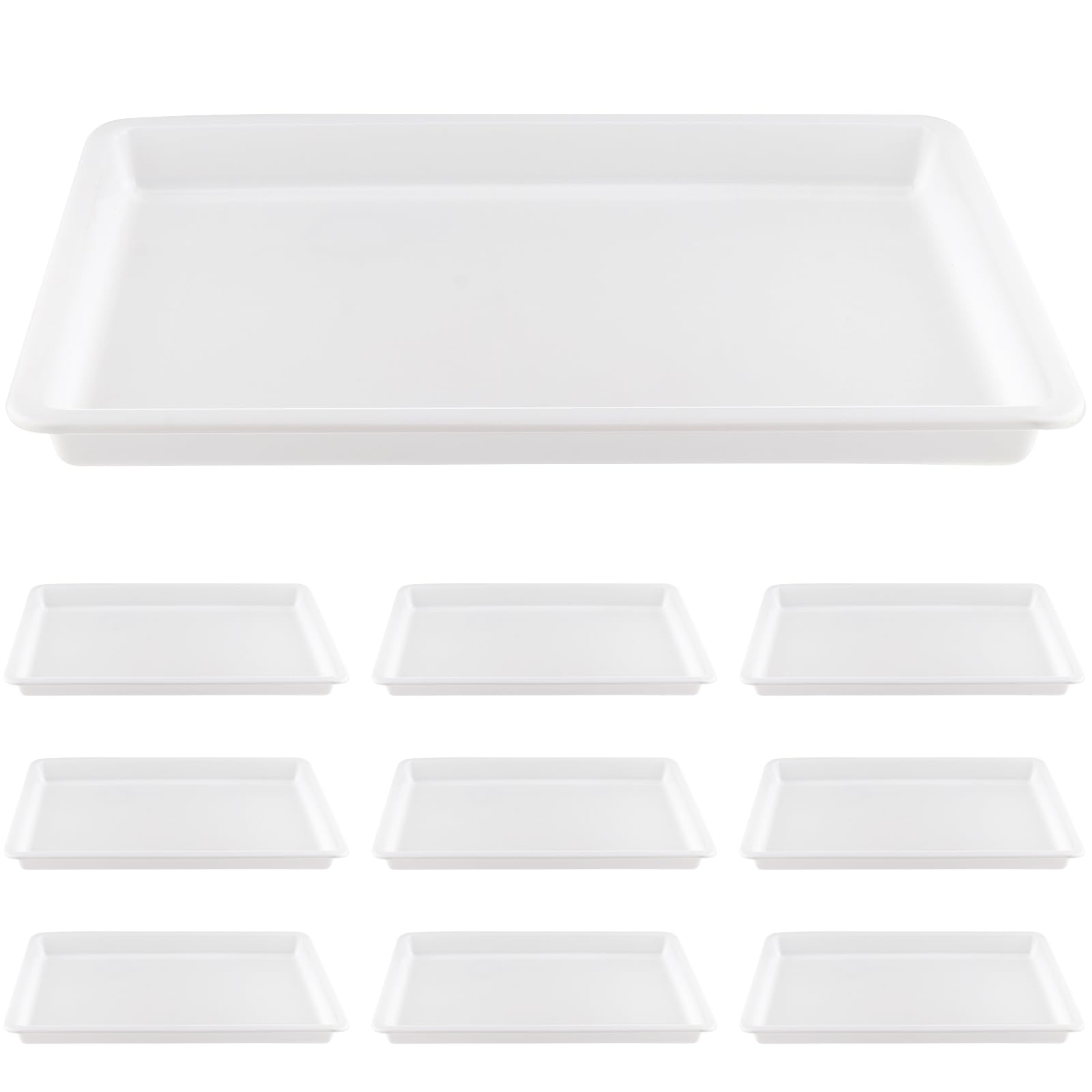 MOUYAT 10 PCS Large Plastic Activity Trays, White Art Crafts Tray Organiser Serving Tray For School, Home, Diy Projects, Painting, Beads, Organising Supply, 39 x 29 x 4cm