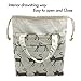 Insulated Lunch Bag Reusable Sling Shoulder Lunch Tote Travel Picnic Drawstring Bento Cooler Bag, Front Pocket and 2 Side Pockets (Grey Cats)