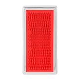 Grand General 80854 Red Rectangular Stick-On Reflector with Chrome Plastic Trim For Trucks, Towing, Trailers, RVs and Buses, 1 Pack