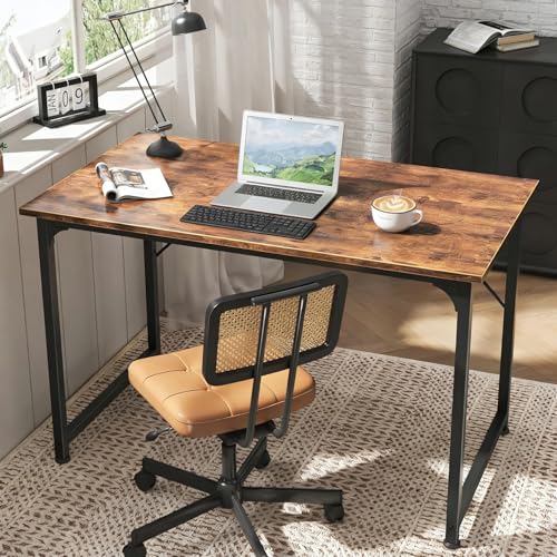 Brown Computer Desk, Gaming Writing Work Table for Home Office Bedroom Study, 120 * 50 * 75Cm