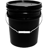 MKS Plastics 5-Gallon Bucket with Airtight Lid – Made in USA, Food Grade BPA Free Plastic, Heavy Duty Multi-Use, Metal Handle with Grip, Stackable Storage – Black, 1 Pack