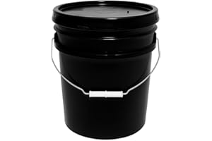MKS PLASTICS 5 Gallon Bucket & Lid - 70 Mil All Purpose Pail - Made in The USA - Food Grade - Contains No BPA Plastic - Recyclable- 100% Recycled Material- Eco Sustainable Bucket (Black, 1)