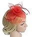 Urban CoCo Women's Vintage Flower Feather Mesh Net Fascinator Hair Clip Hat Party Wedding (Red)