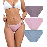 ANLIQI String Bikini Underwear for Women Soft Stretch Modal Bikini Panties High Cut Stretch Ladies Hipster Panty S-3XL