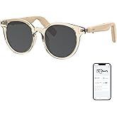 GetD Smart Glasses - Translucent Beige Frames, 100% UV &amp; Glare Protection. Bluetooth AI Music Glasses for Men &amp; Women with Polarized Lenses, AI Translator, 11H Battery Life, for Travel &amp; Daily.