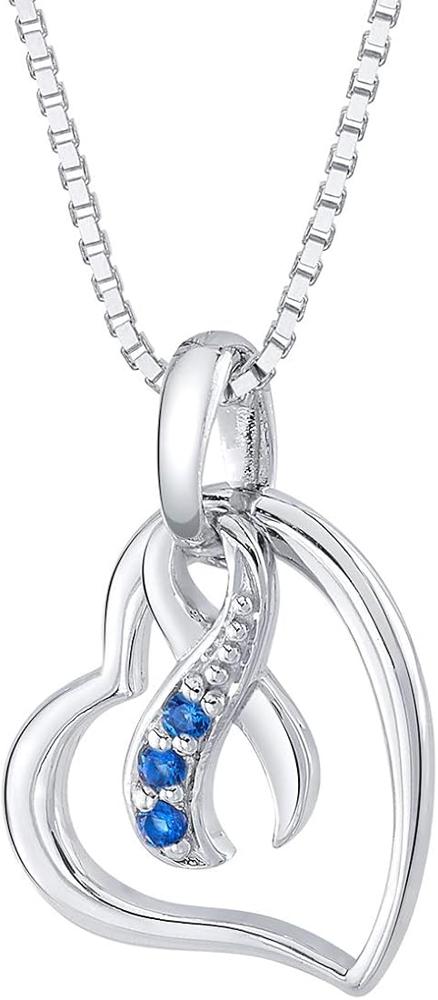 Amazon Com Peora Sterling Silver Colon Cancer Awareness Heart Pendant Necklace Hope Fight Survive Blue Ribbon Jewelry With 18 Inch Chain Clothing