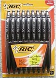 18 Bic Bu3 Comfortable Grip Retractable Ball Pens 1.0 medium point (Black)