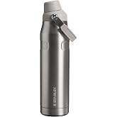 STANLEY IceFlow Fast Flow Bottle, 36 oz, Stainless Steel Ash | Angled Spout Lid | Lightweight and Leakproof for Travel and Sports | Easy Carry Handle | Insulated Stainless Steel | BPA-Free