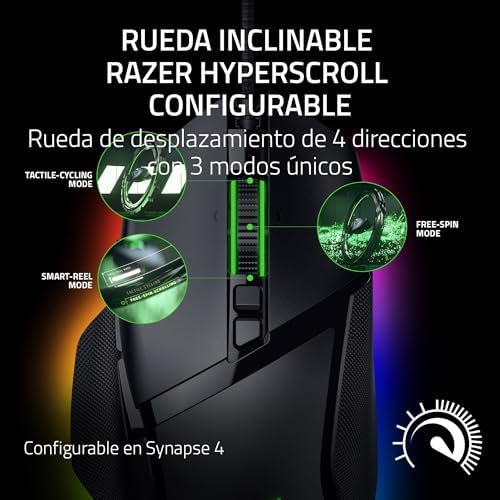 Basilisk V3 35K - Ratón ergonómico con Cable para Juegos Totalmente Personalizable - Sensor óptico Focus Pro 35K (Rueda de inclinación HyperScroll, iluminación Chroma de 11 Zonas) Negro