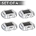 Solar Powered LED Marker Lights- Set of 4- Decorative Aluminum Lamps- Wireless Outdoor Security Light- Garden Decor Accent Lighting- Best for Driveway, Dock, Stairway, Path, Deck, Step, Pool, Patio