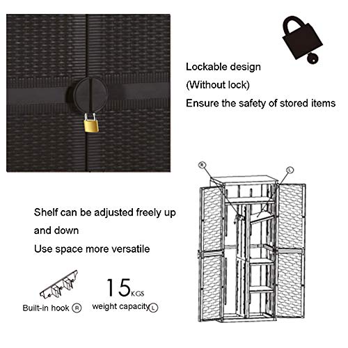 ZHOUAICHENG Gartenschrank Außenrasenschrank Kunststoff Rattan-Finish Umweltschutz Formaldehydfrei Im Nordischen Stil… – Bild 7