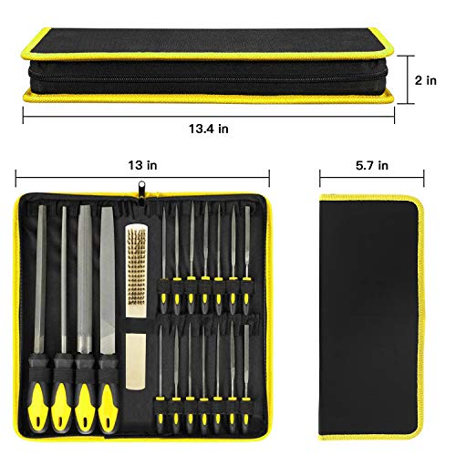 18Pcs File Set, Round and Flat File Kits are Made of Precision Grade High Carbon-Steel, 4 Flat/Half-round/Round/Triangle Files Tool, 14 Needle Files Set for Woodwork Metal Model Hobby Applications - Thumbnail 4