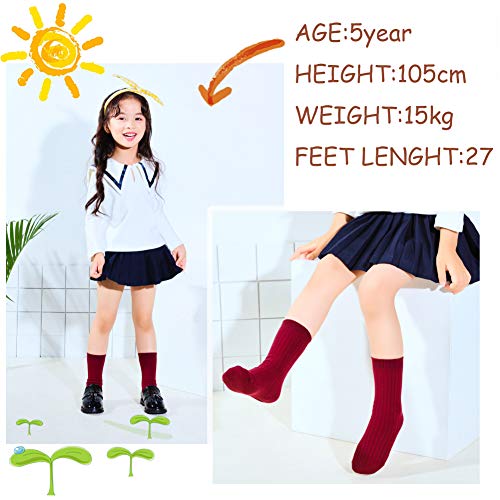 LANLEO 3 Pack Cotton Mid-Calf Ribbed Socks School Uniform Sports Tube Socks For Big Girls 3-12 Year Old 3 Pairs Navy M