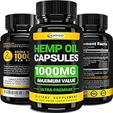 Hemp Oil Capsules - 1000 MG of Pure Hemp Extract - Pain, Stress & Anxiety Relief - Natural Sleep & Mood Support - Made in The USA - Extra Strength, Maximum Value - Rich in Omega 3, 6, 9