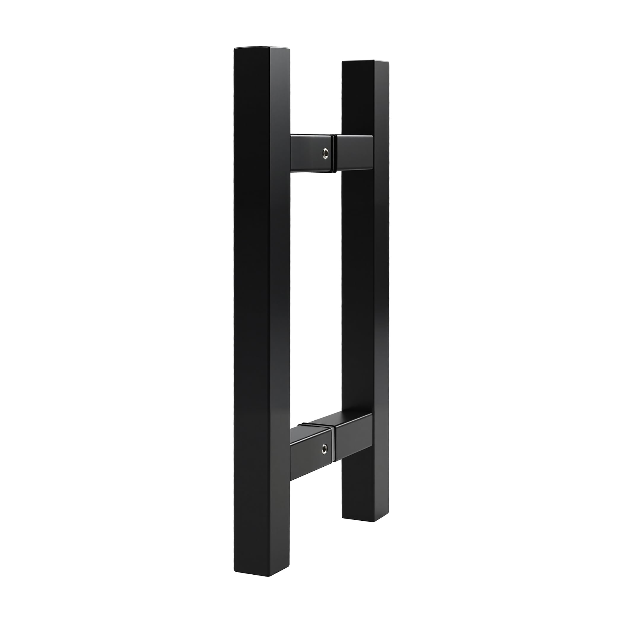 Photo 1 of Rackickyer Back to Back Ladder Shape Frameless Glass Shower Door Pulls, Fits 6-12mm(1/4"-1/2") Glass Doors, 6 Inch Mounting Hole Distance, Matte Black Stainless Steel Door Handles for Bathroom