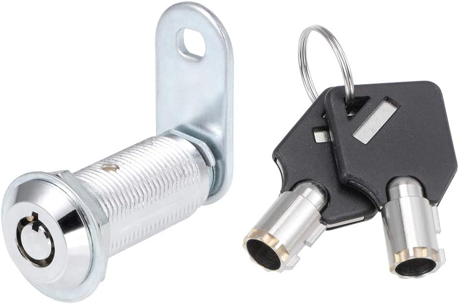 sourcing map Tubular Cam Lock 1-1/2" Cylinder Length Chrome Finish Keyed Different