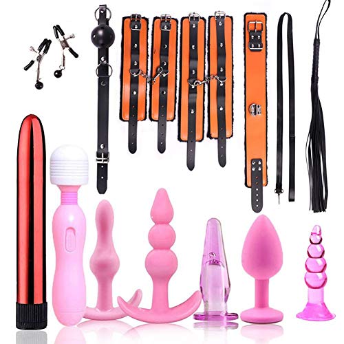 Escolourful Multi-Type Adult Six-Toys Women Couples 17PCS PU Leather Handcuffs Set Toy for Coseplay Game