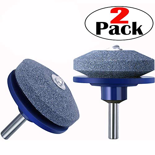Omaky Lawnmower Blade Sharpener Grinder Wheel Stone Lawn Mower Blade Sharpener for Power Drill Hand Drill 2 Pack