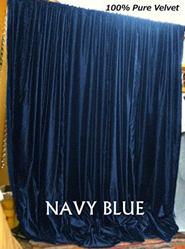 NAVY BLUE Velvet Curtains, 90 in W by 90 in H (ONE PANEL) Vinatge Velvet Curtain, Absolute Blackout, Sound proof, Window Curtains for Bedroom, Living-room, Home Theater, Hall