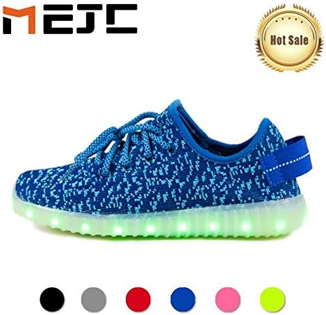 -MEJC- Unisex LED shoes Light up Knit Fashion Sneaker (44 M EU / 11 D(M) US, Blue)