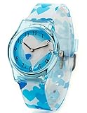 Zeiger New Fashion Children Kids Teen Girls Watches Age 7 - 15 Time Teacher, Heart Shape Band (Blue)