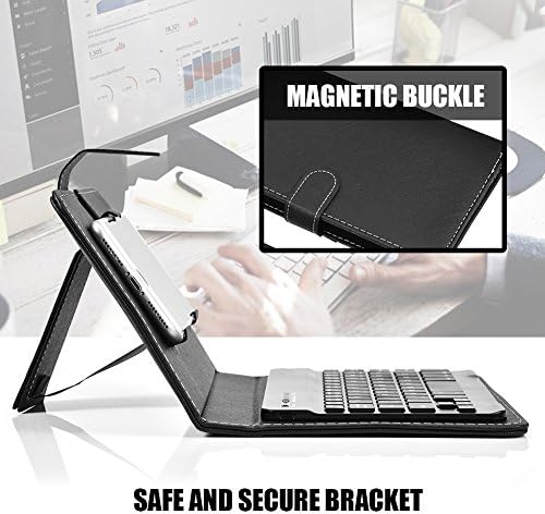 VBESTLIFE Clavier sans Fil Universel 2-en-1, Kit Clavier de Bluetooth avec Etui en Cuir PU et Le Support pour Les Téléphones iOS/Android.(Noir)