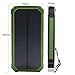 Solar Power, 12000mAh Portable Solar Powered Phone Charger Dual USB Solar External Battery Pack Power Bank for Cellphones With Solar LED Lights For Emergency or As A Camping Light (Green)
