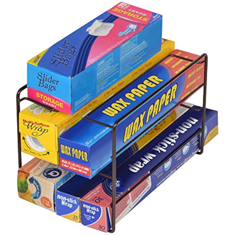 3Tier Kitchen Foil Wrap Holder Organizer Steel Metal Wire Rust