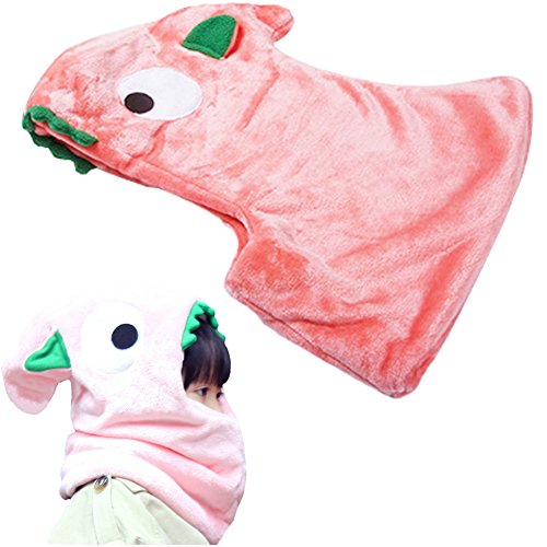 A.B Crew Cute Dinosaur Kids Warm Winter Hat Two Layers Flannel Coif Earflap Adjustable Face Cover Hood Scarf, Pink - Thumbnail 4
