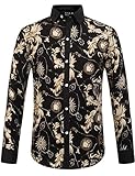 SSLR Men's Prints Long Sleeve Casual Button Down Shirt