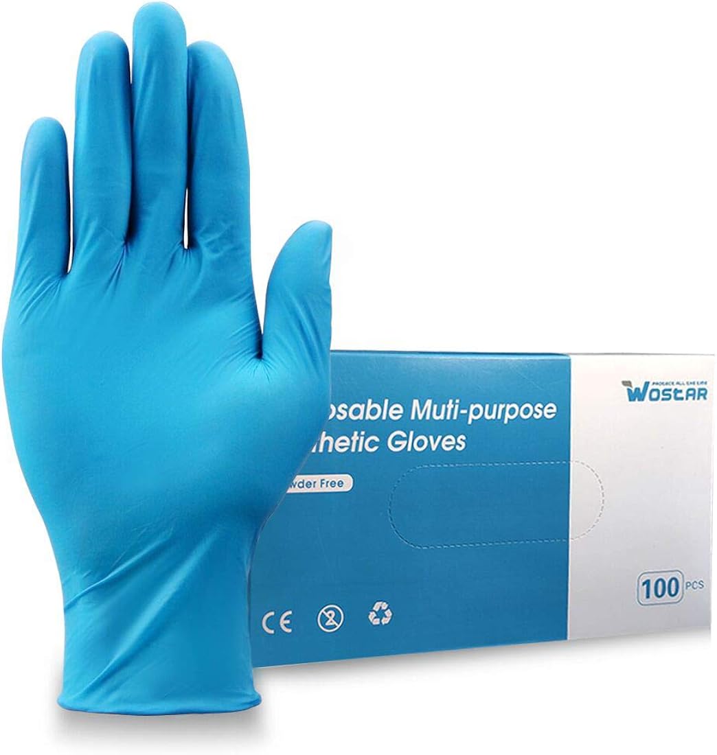 Wostar Synthetic Nitrile Gloves 3 Mil Pack of 100 Latex