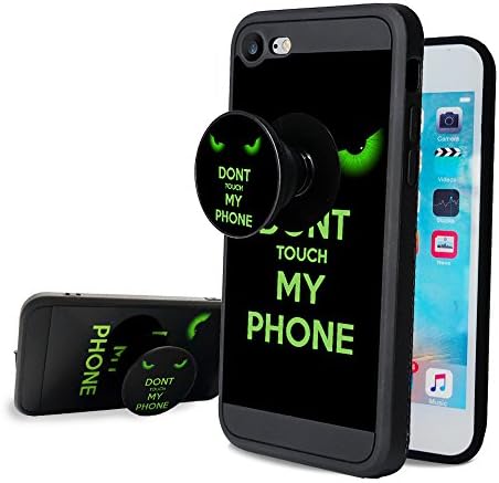 iPhone 7 Case,iPhone 8 Case,Fashion Funny Case with Rotating Pop up Kickstand and Shock Proof Soft TPU Silicone Grips Holder Black Green Case for iPhone 7/8 Case ( 4.7 inch) Don't Touch My Phone