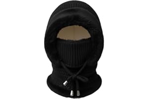 QEUXV 3 in 1 Beanie Hat with Scarf and Mask for Women, Knit Beanie Hat Fleece Lined Winter Scarf Mask Set Snow Caps