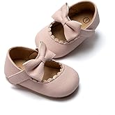 Meckior Infant Baby Girls Soft Sole Bowknot Princess Wedding Dress Mary Jane Flats Prewalker Newborn Light Baby Sneaker Shoes